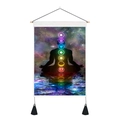 Meditatie yoga wandkleed met zeven chakra's nebula ontwerp en houten ophangsysteem - Stijl 1 / 35x50cm