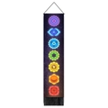 Vertikaler Chakra Wandteppich mit lila Galaxie-Druck und eleganten schwarzen Fransen - 32.5x130cm / Sternenhimmel Chakra (Stil 1)