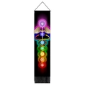 Regenbogen-Chakra-Wandteppich mit Schlangen und Quasten für Yoga- und Meditationsräume - 32.5x130cm / Caduceus-Chakra (Stil 2)