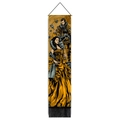 Baroque style tapestry with golden illustration, black tassels and hanging rope for wall decor - 32.5x130cm / Baroque Masked Figures (Style 1)