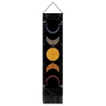 Verticale wandtapijt met maanfasen, vintage astrologiekaarten en zwarte kwastjes - 32.5x130cm / Vintage Astronomie Kaart