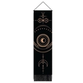 Detail of minimalist moon phase wall tapestry with celestial patterns and fringe - 32.5x130cm / Geometric Moon Style (Style-2)