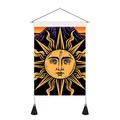 Bohemian sun and moon wall tapestry with wooden rod and black hanging tassels - 35x50cm / Personified Sun Pattern (Style-1)