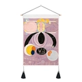 Dettaglio arazzo astratto stile Hilma af Klint con asta di legno e nappe nere - Misura Standard (35x50) / Stile Astratto Geometrico Lavanda (Stile-4)