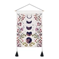 Detailed view of bohemian moon phase tapestry with floral art and elegant black tassels - 35x50cm / Moon Phase and Red Flowers (Style 5)