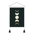 Detailed view of bohemian moon phase tapestry with gold frosted texture and black tassels - 35x50cm / Golden Frosted Moon Phase (Style 9)