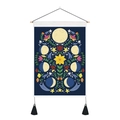 Bohemian moon phase tapestry with yellow flowers and black tassels on a dark blue background - 35x50cm / Yellow Flower Moon Phase (Style 10)