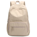 Lightweight khaki nylon backpack with large capacity and multi-pocket storage design - Khaki