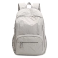 Lightweight grey nylon outdoor backpack with multiple pockets and minimalist design - Grayish White