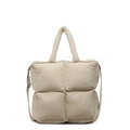 Bolso tote acolchado beige minimalista con correa ajustable y diseño suave de puff - Blanco Roto