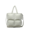 Bolso tote acolchado verde claro con diseño de rombos suaves y correa de hombro - Verde