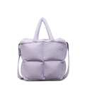 Lavender quilted puff pillow tote bag with soft padded handles and adjustable strap - Purple