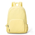 Lightweight foldable yellow nylon travel backpack with front zipper pocket and side mesh pocket - Yellow