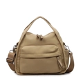 Vielseitige khakifarbene Nylon-Umhängetasche mit verstellbarem Gurt und Taschen - Khaki