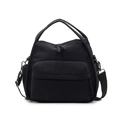 Minimalistische schwarze Nylon-Tragetasche mit verstellbarem Gurt und großer Reißverschlusstasche - Schwarz
