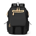 Matte black high-capacity commuter backpack with contrasting beige trim for travel - Black