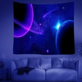Detailed macro view of a cosmic galaxy tapestry featuring purple planets and starlight - Ringed Planet Style (Style 14) / 95x73cm