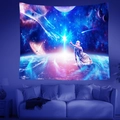 Detail of surrealist cosmic tapestry featuring galaxy prints and nebula art on fabric - Surreal Starry Sky Style (Style 16) / 95x73cm
