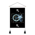 Detail of Scorpio zodiac wall hanging with black tassels and constellation motif - 35x50cm / Scorpio