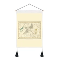 Close-up of vintage celestial star map tapestry with wooden pole and black hanging tassels - 35x50cm / Retro Astronomical Constellation Map (Style 5)