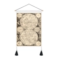 Detail of vintage celestial star map tapestry with wooden rod and black bottom tassels - 35x50cm / Nostalgic Celestial Sky Chart (Style 6)