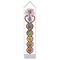 Vertical chakra tapestry detail featuring seven energy symbols and silver tassels - 32.5x130cm / White Snake Seven Chakra Style (Style 1)