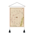 Detail of vintage nautical map tapestry featuring wooden rod and black tassels - 35x50cm / Nostalgic Exploration Nautical Map (Style 7)