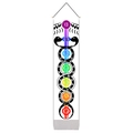 Vertical seven chakra wall tapestry featuring kundalini snakes and wooden hanging rod - 32.5x130cm / White Mandala Intertwined Snake Style (Style 3)