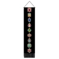 Black bohemian wall tapestry featuring nine vintage jewel patterns with bottom tassels - 32.5x130cm / Black Vintage Jewelry Print Style (Style 4)