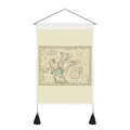 Detail of vintage astronomical tapestry with wooden rod and black tassels on white background - 35x50cm / Classical Illustration Style Constellation Map (Style 9)