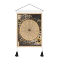 Detail of vintage nautical map tapestry featuring classical wind deities and black tassels - 35x50cm / Retro Meteorological Astrolabe Wind Gods Chart (Style 10)