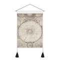 Close-up of vintage astronomical star map tapestry with black tassels and hanging wood - 35x50cm / Pythagorean System Astronomical Chart (Style 12)