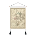 Detailed close-up of vintage celestial map tapestry with wooden rod and black tassels - 35x50cm / Classical Aquila Constellation Chart (Style 13)