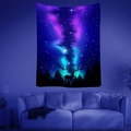 Deep starry sky tapestry with nebula and reindeer silhouette hanging in a cozy living room - Style 15 / Customized (Contact Customer Service)