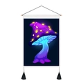 Psychedelic purple mushroom wall tapestry with wooden rod and black tassels - Glowing Purple Mushroom (Style-2) / 35x50cm