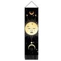 Bohemian sun and moon phase tapestry with black tassels for mystic wall decoration - 32.5x130cm / Black Gold Personified Astrology (Style-10)