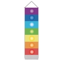 Vertikaler Sieben-Chakra-Wandteppich mit Holzstab und bunten Mandala-Symbolen - Siebenfarben-Verlauf Konzentrischer Kreis Stil (Stil-6) / 32.5*130cm
