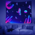 Tapiz de pared neón fluorescente con diseño de desierto y águilas bajo luz negra UV - Estilo 9