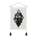 Detail of vintage linen tapestry featuring classical statue with gold leaf on wood pole - Classical Sculpture Art (Style 13) / 35x50cm