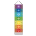 Vertikaler Sieben-Chakra-Wandteppich mit Kordel für Meditations- und Yoga-Wanddeko - Regenbogenspektrum Chakra Stil (Stil-8) / 32.5*130cm