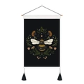 Detail of vintage wall tapestry showing a realistic honeybee with floral circular frame - 35x50cm / Vintage Bee Illustration (Style 1)