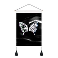 Macro detail of butterfly tapestry with face profiles on canvas with wooden hanger - 35x50cm / Double Face Butterfly (Style 7)