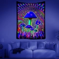 UV reactive skull mushroom tapestry with psychedelic mandala art for room decor - Style 5