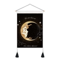 Artistic cloud moon wall tapestry with golden crescent moon and tassels for home decor - Golden Crescent Moon and Female Profile (Style 8)