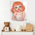 Anime style tapestry featuring orange-haired girl for cozy bedroom wall decoration - Anime Orange Hair Girl (Style 12)