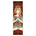 Detailed vertical wall tapestry featuring a meditating woman with vibrant mandala art - 40x150cm / Meditating Woman Mandala (Style 1)