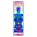 Vertical meditation wall scroll featuring seven chakras and ethereal mandala artwork - 40x150cm / Blue Meditating Figure (Style 4)