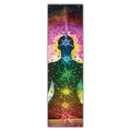 Detailed spiritual wall hanging featuring a silhouette with seven chakra energy points - 40x150cm / Purple Nebula Chakra (Style 8)