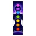 Vertical meditation wall tapestry featuring seven chakra symbols and mandala on cosmos - 40x150cm / Cosmic Spiritual Zen (Style 12)