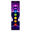 Macro detail of Zen series scroll with Seven Chakra symbols and purple mandala patterns - 40x150cm / Purple Mandala Starlight (Style 13)